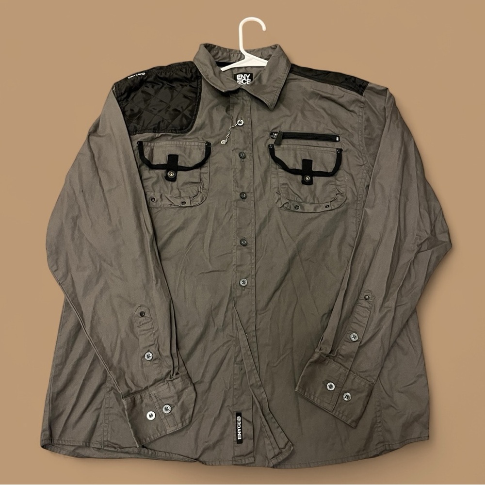 Enyce Gray and Black Lightweight Shirt Jacket